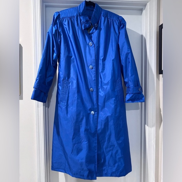 VTG Chiango by Fleet Street Electric Blue Trench Coat Quilted Insulated Liner - Picture 10 of 13